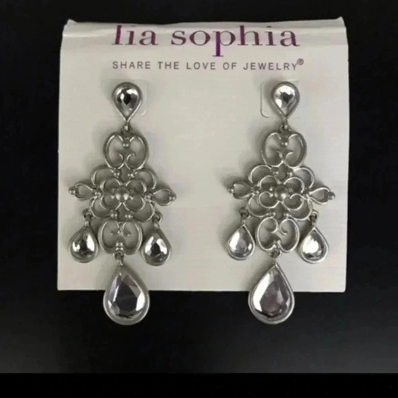 Lia Sophia Silver Ethereal Crystal Chandelier Earrings - Picture 2 of 5